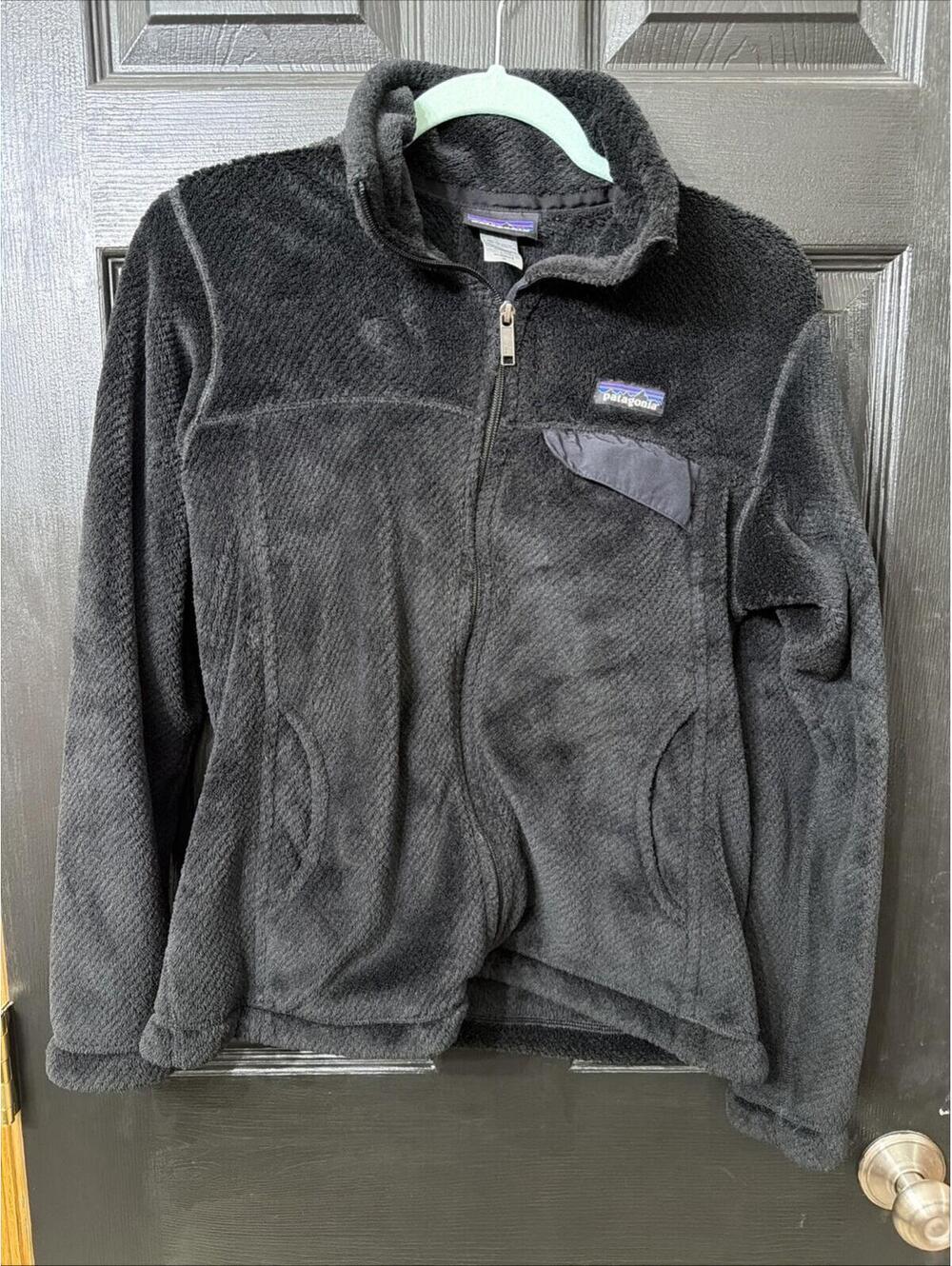 Patagonia Jacket Women Medium Black Sweater Full Zip Fleece Coat Pockets Hiking
